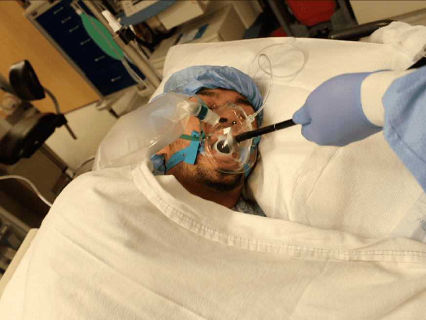 Patient intubated through POM Mask